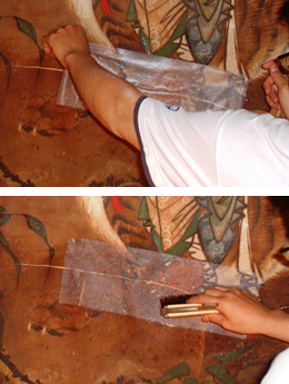 壁画修復 破れ止め repair